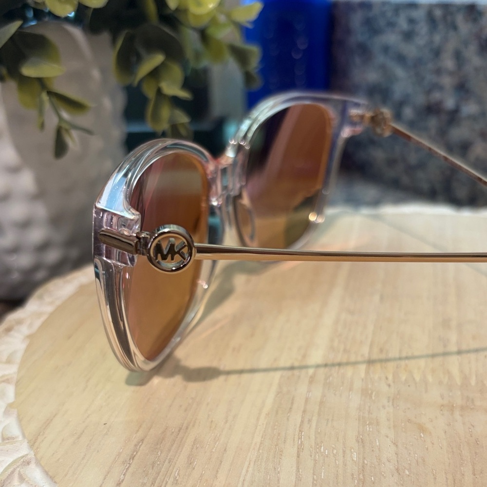 Michael Kors Transparent Sunglasses with Gold-Tinted Lenses - Picture 2 of 11